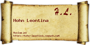 Hohn Leontina névjegykártya